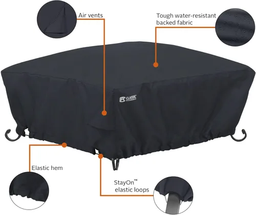 Miniatura 6 de Classic Accessories Cubierta cuadrada resistente al agua para hoguera de 36 pulgadas, cobertura completa, cubiertas para muebles de patio