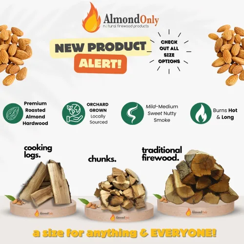Miniatura 9 de Trozos de madera de almendro para ahumar de 1 a 2 pulgadas, 100% tostados, trozos de barbacoa premium para ahumar y asar a la parrilla, perfectos