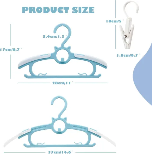 Miniatura 2 de Perchas de guardería para armario de bebé, paquete de 30 perchas ultradelgadas antideslizantes y extensibles para ropa de recién nacido, colgador