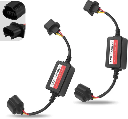 2 piezas de decodificador de luz LED para auto, H13/9008 bombilla LED arnés antiparpadeo cancelador de código de error, decodificador Canbus