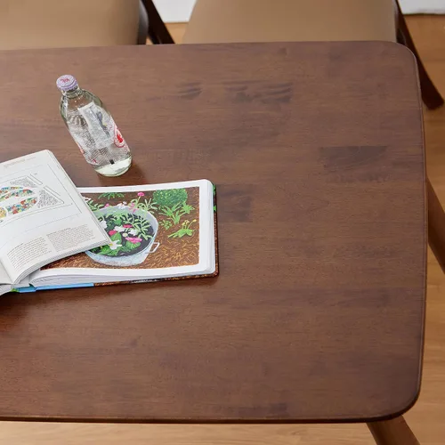 Miniatura 9 de Livinia Aslan Mesa de comedor rectangular de madera de roble malayo de 59 pulgadas, escritorio grande de cocina de madera maciza (nogal)