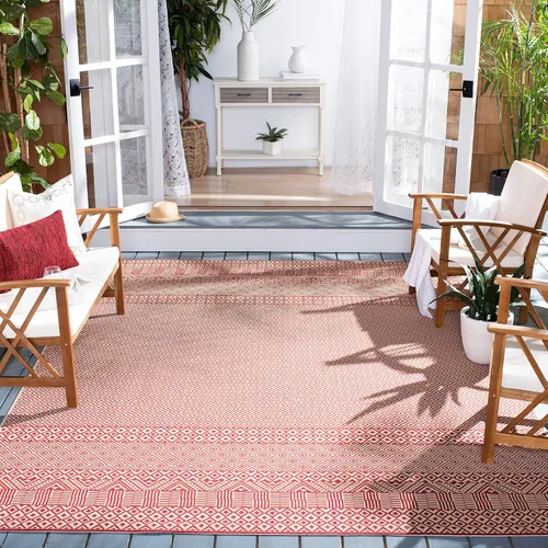 Miniatura 21 de SAFAVIEH Alfombra lavable para exteriores, colección Courtyard de 2.3 x 6.7 pies, beige y azul aguamarina, no desprende pelusa y es fácil