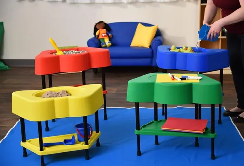 Miniatura 2 de Children's Factory AFB5100PY - Mesa sensorial para niños pequeños con tapa, altura ajustable, arena y agua, equipo de juego para interiores
