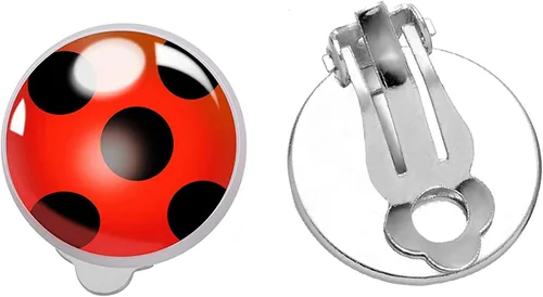 Miniatura 7 de Red Ladybird Earring Studs Black Spots Silver Bug Earrings for Halloween Christmas Birthday Cosplay