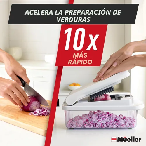 Miniatura 3 de Mueller El verdadero picador original profesional desde 2013 Cortador de verduras mandolina, picador de alimentos de 8 cuchillas, picador de cebolla