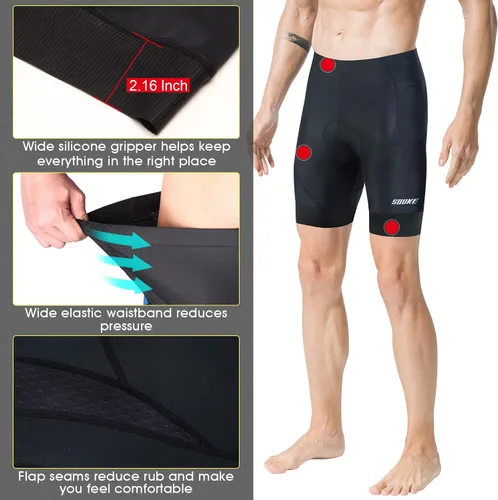 Miniatura 4 de Souke Sports Pantalones cortos de ciclismo acolchados para hombre, cómodos pantalones de ciclismo de carretera