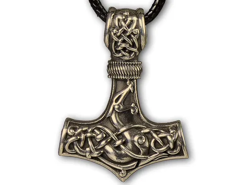 Miniatura 146 de Viking Thors Hammer Necklace Pendant - Vegvisir Aegishjalmur Helm of Awe Raven Huginn Muninn Pendant Necklace Amulet Talisman - Thor Necklace