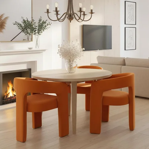 Miniatura 9 de HNY Silla moderna de cocina y comedor de estilo barril, silla de acento tapizada en cuero sintético PU con brazo, silla de lado de 47 cm de ancho