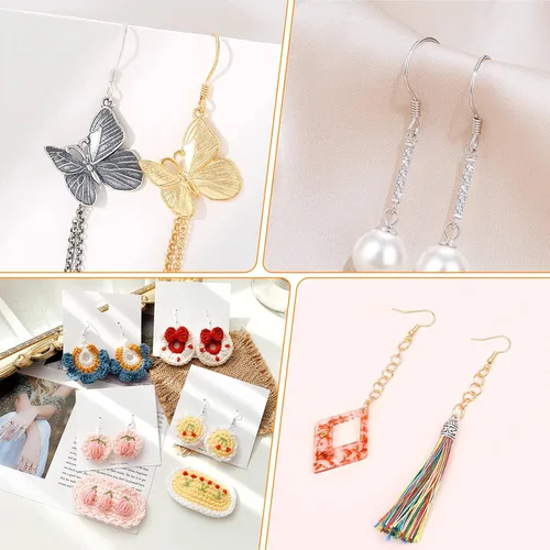 Miniatura 2 de Modacraft - Kit de fabricación de aretes hipoalergénicos, 2000 piezas, kit de suministros para hacer aretes con ganchos hipoalergénicos, componentes