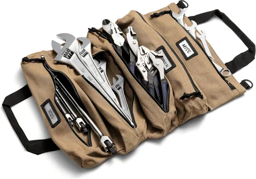 Miniatura 15 de Bolsa enrollable de herramientas oficial Voyager – Bolsa enrollable de 5 bolsillos fácil de transportar – Lona duradera de 20 onzas, cremalleras YKK