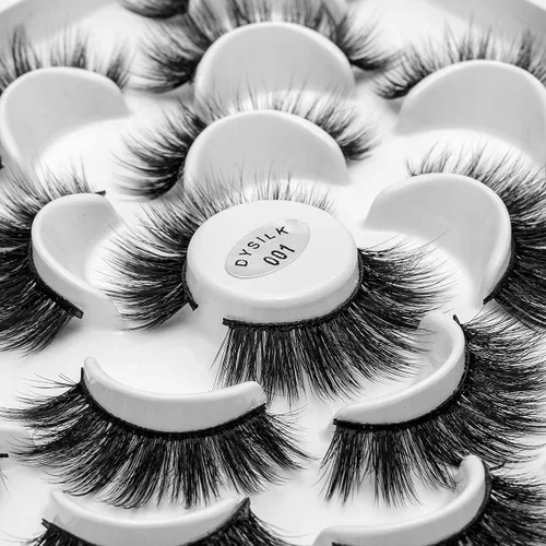 Miniatura 2 de DYSILK - 10 pares de pestañas de visón 6D, pestañas postizas dramáticas de volumen grueso pestañas postizas naturales suaves extensión maquillaje