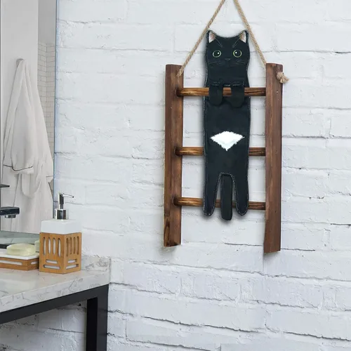 Miniatura 4 de PAT JUUMG - Toallas graciosas de mano con forma de gato para decoración de baño y cocina, toallas decorativas colgantes para la cara, súper