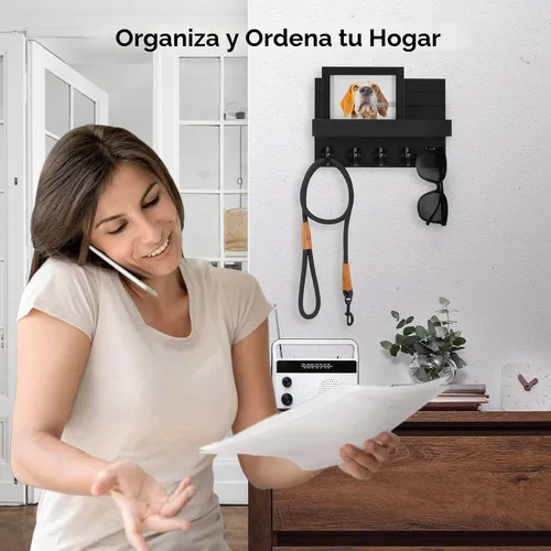Miniatura 6 de Lwenki - Soporte de llaves para pared, llavero decorativo y soporte para correo con estante, tiene ganchos grandes para bolsos, abrigos, paraguas