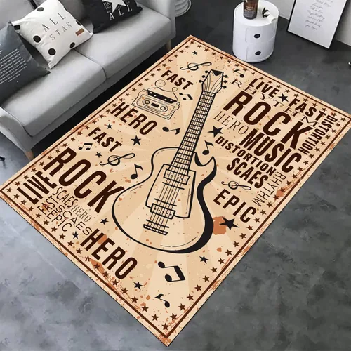 Miniatura 8 de UNREASTO Alfombra de piano en blanco y negro de 4 x 6 pies, nota musical musical, dormitorio, sala de estar, aula, sala de estudio, alfombra Música 7