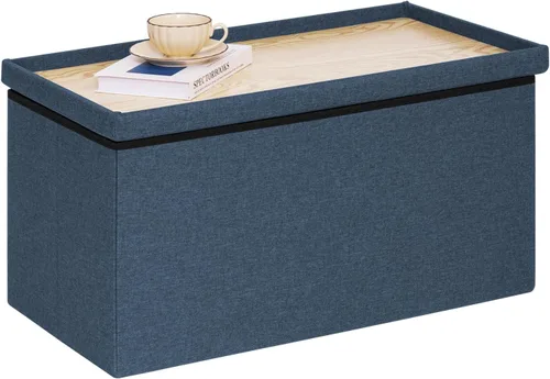 Miniatura 11 de PINPLUS Banco Otomán de Almacenamiento Plegable con Bandeja de Tapa, Mesa de Centro Otomán de 30 pulgadas Silla de Cubo Gris Taburete Reposapiés