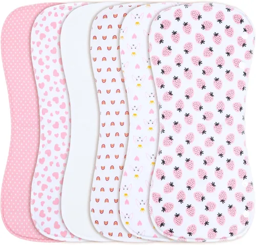 Miniatura 9 de Paños para eructar y baberos para bebé de 2 en 1 - Juego de 6 unidades, grandes, súper absorbentes, paños de algodón suaves para eructar para baba