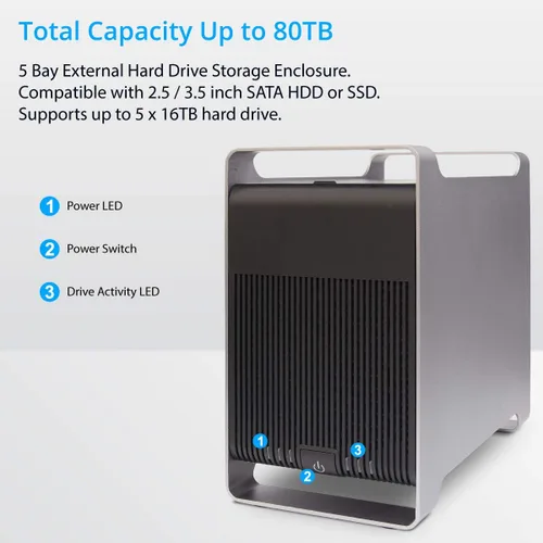 Miniatura 2 de IO CREST Caja USB tipo C de una sola bahía de 10 Gbps para HDD SATA de 2.5" y 3.5