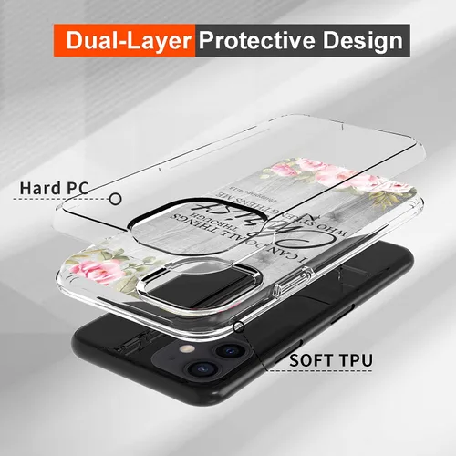 Miniatura 3 de Rossy Funda para iPhone 11, transparente con doble capa transparente híbrida de TPU suave TPU duro PC a prueba de golpes funda protectora para Apple