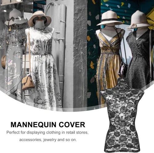 Miniatura 3 de ULTECHNOVO Funda de maniquí de encaje de 29.52 x 14.56 pulgadas, encaje de algodón, funda protectora de tela reutilizable, para tienda minorista