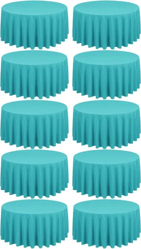 Miniatura 159 de Paquete de 10 manteles de poliéster de 60 x 102 pulgadas, manteles de poliéster beige para mesas rectangulares de 6 pies, resistentes a las manchas