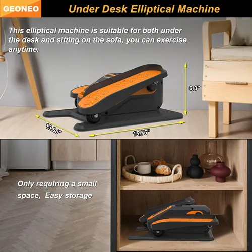 Miniatura 2 de Máquina elíptica para debajo del escritorio, ejercitador elíptico eléctrico para personas mayores, silencioso y pequeño, ejercitador de pedal