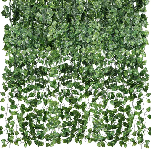 Miniatura 10 de CEWOR Paquete de 10 enredaderas artificiales para decoración de habitaciones, guirnalda de hiedra artificial, enredaderas falsas para colgar plantas