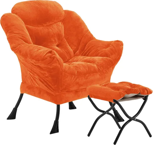 Miniatura 24 de Youtanic - Silla de Tela de Terciopelo Grueso y Acolchado, Cómoda Silla de Estar Contemporánea con Marco Estable, Sillón de Sofá de Ocio