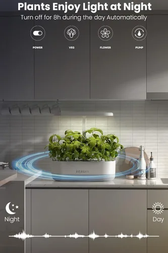 Miniatura 7 de inBloom Sistema de cultivo hidropónico de 12 vainas para jardín interior con luz de crecimiento LED y kit de vainas, kit de germinación de plantas