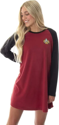 Miniatura 5 de INTIMO Star Trek Next Generation - Camisón de pijama para mujer con diseño de cuadros raglán, Rojo