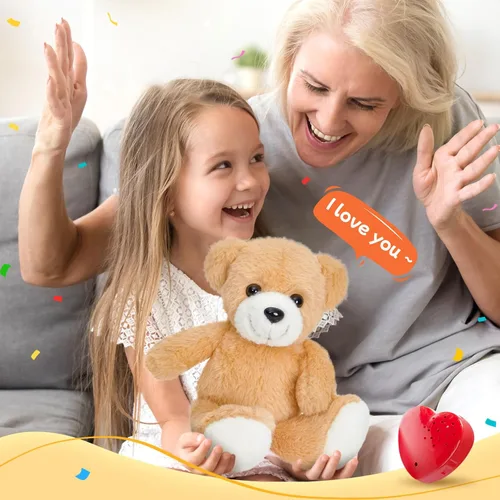 Miniatura 2 de Oso de peluche de 12 pulgadas con latido grabado, juguete de voz grabador de peluche, oso suave de peluche esponjoso, regalos de mensajes