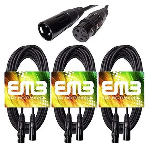 Miniatura 10 de EMB Audio - Cable de altavoz blindado profesional XLR macho a hembra para uso con DJ, hogar, micrófono, instrumento y altavoz