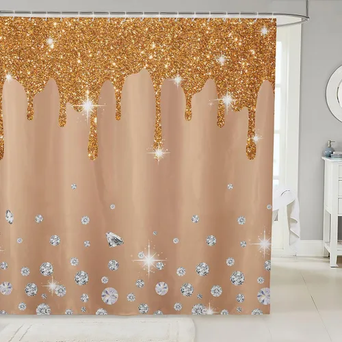 Miniatura 27 de Cortina de baño de flores de margarita para niños y niñas, cortina de ducha floral para decoración de baño, 72 x 72 pulgadas, retro, floral