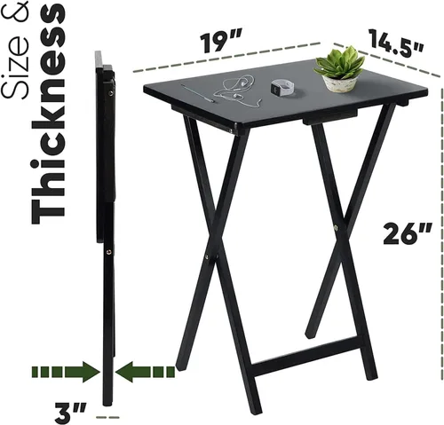 Miniatura 3 de 2 mesas plegables negras para TV con estante de almacenamiento compacto