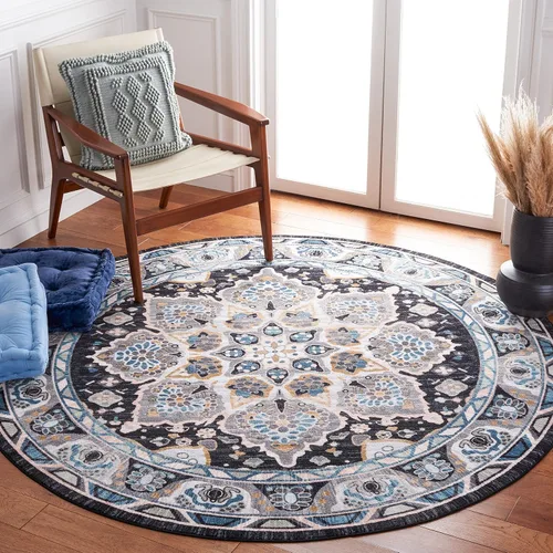 Miniatura 14 de SAFAVIEH Riviera Collection - Alfombra lavable de 2 pies 2 pulgadas x 9 pies, beige y carbón, antideslizante y fácil de limpiar, ideal para sala