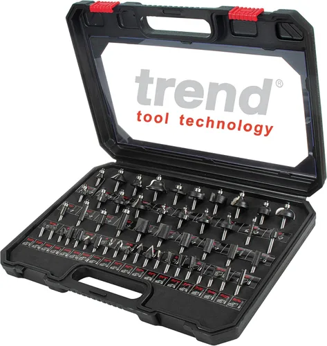 Trend Juego de 50 brocas para enrutador, vástago de 1/4 pulgadas, punta de carburo de tungsteno, caja de aluminio incluida, SET/SS50X1/4TC