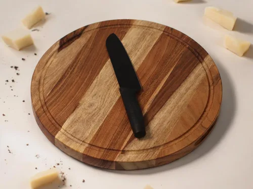 Miniatura 5 de Vesta Homes Tabla de cortar redonda de madera grande, tabla de cortar/servir, embutidos y tabla de queso para cocina, madera de acacia natural, 15 x