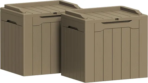 Miniatura 20 de Greesum Caja de resina de 31 galones para todo tipo de clima, cajas de almacenamiento al aire libre para juegos de muebles de patio, juguetes al
