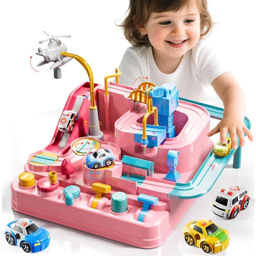 Miniatura 9 de Pista de carreras de autos para niños de 4 a 8 años, juguetes de autos para niños de 3 años, pista de carreras para niños pequeños de 3 a 5 años