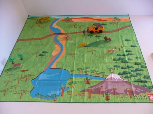 Miniatura 7 de Play Mat Factory - Alfombrilla de juego de safari para animales de juguete, solución plegable, tamaño grande de 57 x 57 pulgadas, todos los animales