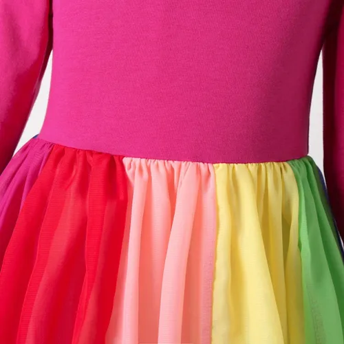 Miniatura 5 de Vestido de princesa para niños y niñas de 1 a 5 años de edad con empalme de arcoíris