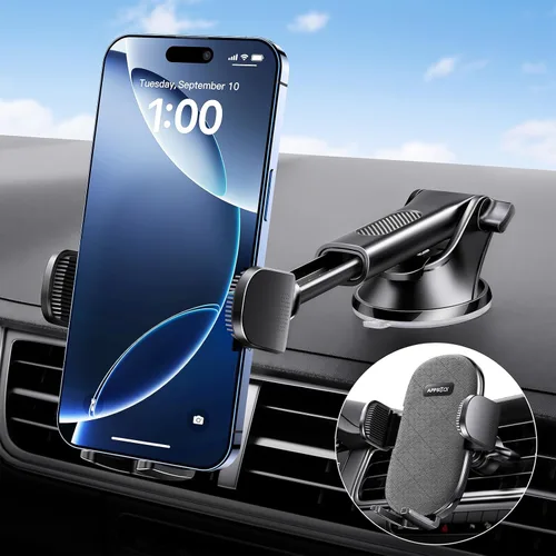 Miniatura 10 de APPS2Car Soporte para teléfono de automóvil para tablero y parabrisas, soporte de teléfono celular manos libres para automóvil, compatible con todos