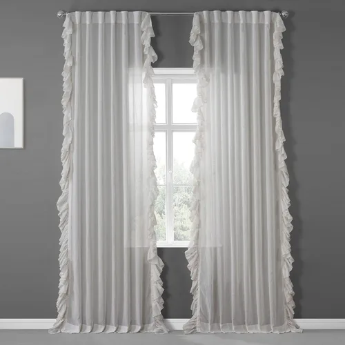 Miniatura 12 de HPD Half Price Drapes Cortinas traslúcidas con volantes para dormitorio y sala de estar, 50 x 84 pulgadas, lino (1 panel), cortinas con dobladillo