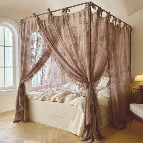 Obokidly Oldshools - Mosquitera de encaje retro estilo moderno para niñas, adultos, mujeres, cama Queen King Cal (café-2, 53 pulgadas de ancho x 78