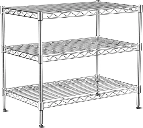 Estantería de alambre de 3 niveles con capacidad de 340 kg, 61 cm de profundidad x 35,6 cm de ancho x 55,9 cm de alto, estantería metálica de cocina