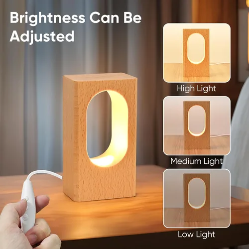 Miniatura 3 de LONRISWAY Lámpara de escritorio LED de madera, luz nocturna de noche de noche, iluminación LED regulable, lámpara de mesa creativa para decoración