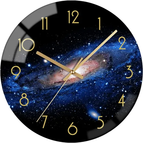 Miniatura 9 de VIKMARI Reloj de pared de cristal, silencioso, sin tictac, reloj de pared de cuarzo de calidad de 12 pulgadas, funciona con pilas, redondo, fácil