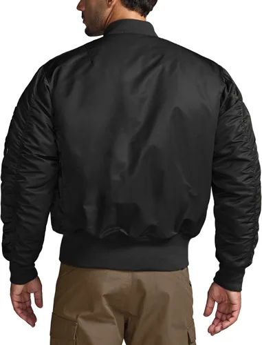 Miniatura 2 de CQR Chaqueta bomber casual para hombre, cortavientos con cremallera para exteriores de otoño/invierno, chaqueta de vuelo MA-1 acolchada resistente
