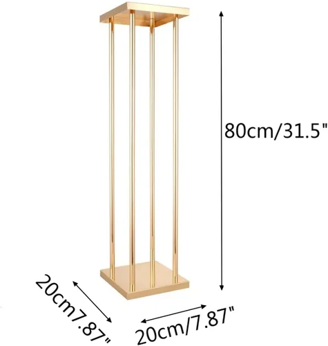 Miniatura 6 de 2 piezas de centro de mesa de boda jarrones dorados para mesas, soporte geométrico de flores de metal, 31.5 pulgadas de alto, florero de piso alto