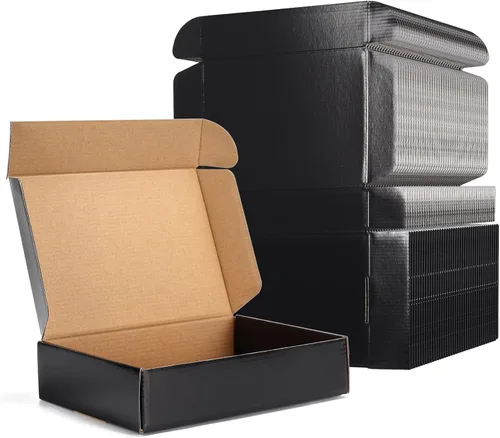 Miniatura 13 de EXYGLO Paquete de 40 cajas de envío de 6 x 4 x 3 pulgadas, cajas de cartón corrugado negras para embalaje de pequeñas empresas, mudanza, envío