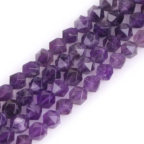 GEM-Inside - Cuentas sueltas de amatista natural de 0.236 pulgadas (0.236 in), facetadas, color morado cuadrado, cristal de Cambay, piedra